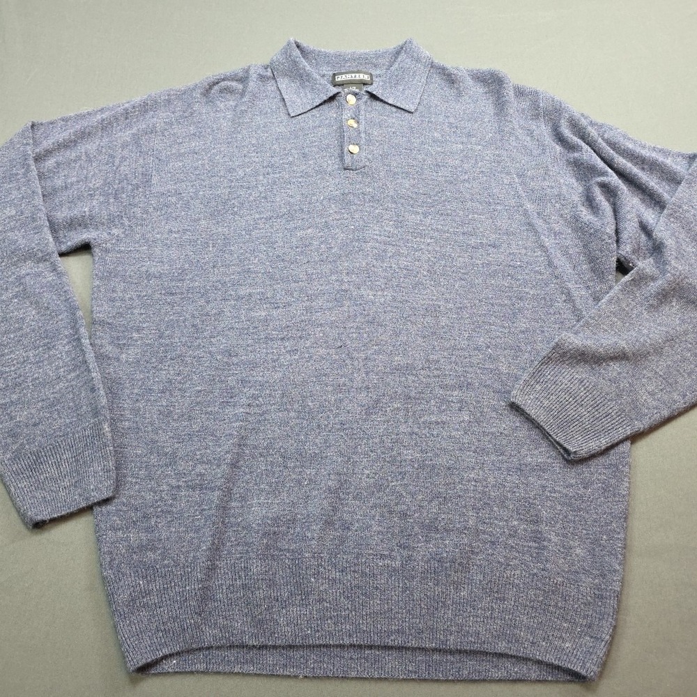 Vintage Jantzen Lightweight Heathe Blue 1/4 Button Cardigan Sweater Men's Size L